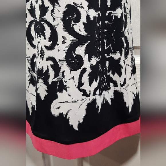 Eliza J Women's Black & White Patterned 3/4 Sleeve Sheath Dress Size 6 Pink Hem - Picture 4 of 9